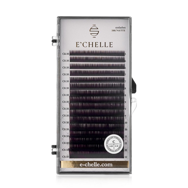 Коричневые ресницы E'CHELLE BRUNETTE B / 0.10 (микс) 16 линий