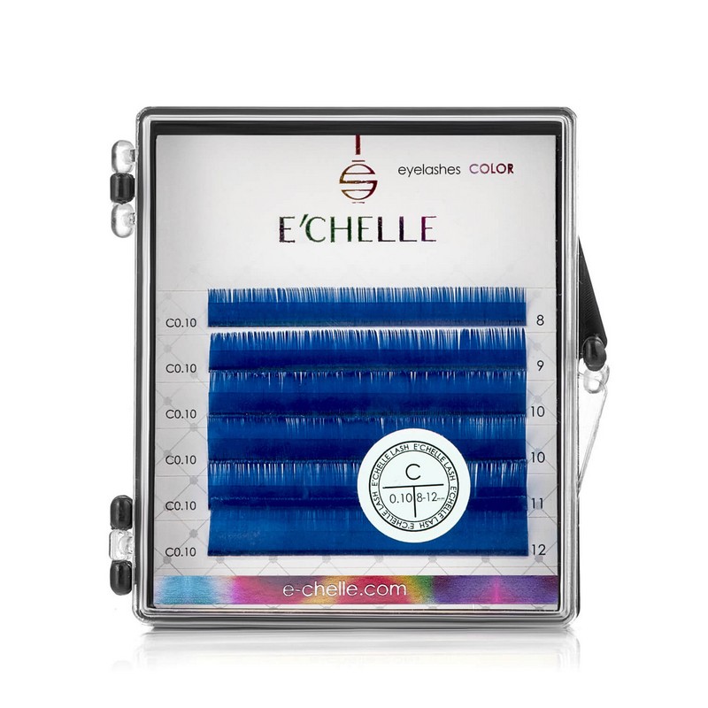 Цветные ресницы E'CHELLE BLUE C / 0.07 (микс) 6 линий