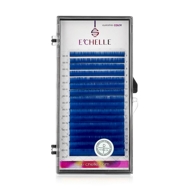 Цветные ресницы E'CHELLE BLUE C+ / 0.10 (микс) 16 линий