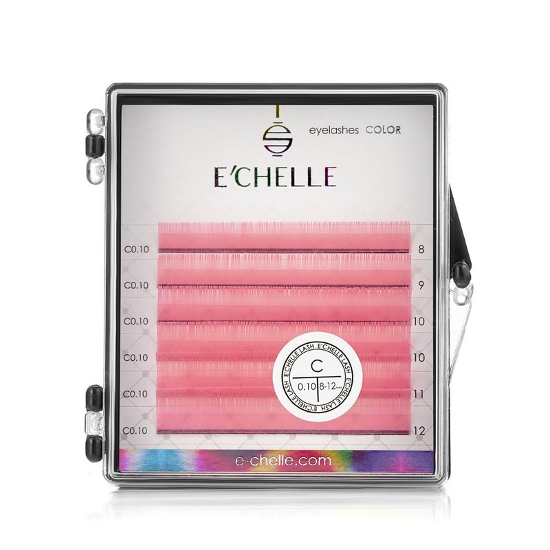 Цветные ресницы E'CHELLE PINK C / 0.07 (микс) 6 линий